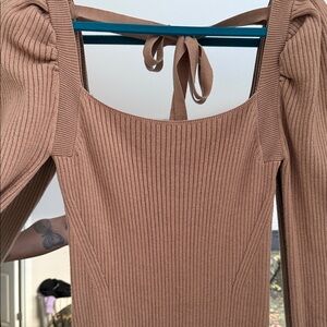 SOLD Charles Henry Elegant Brown Knit Sweater Dress